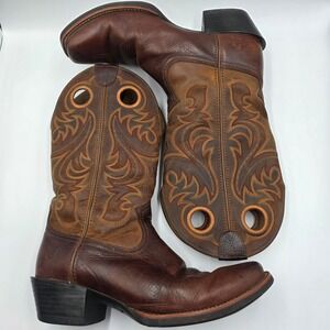 Ariat Heritage Roughstock Mens Brown Leather Square Toe Western Boots 10D